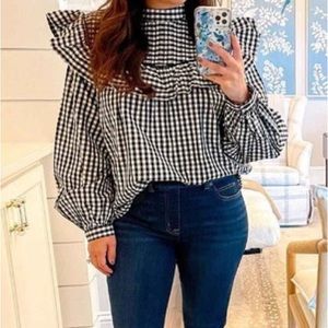 A New Day Target Gingham Ruffle Yoke Blouse